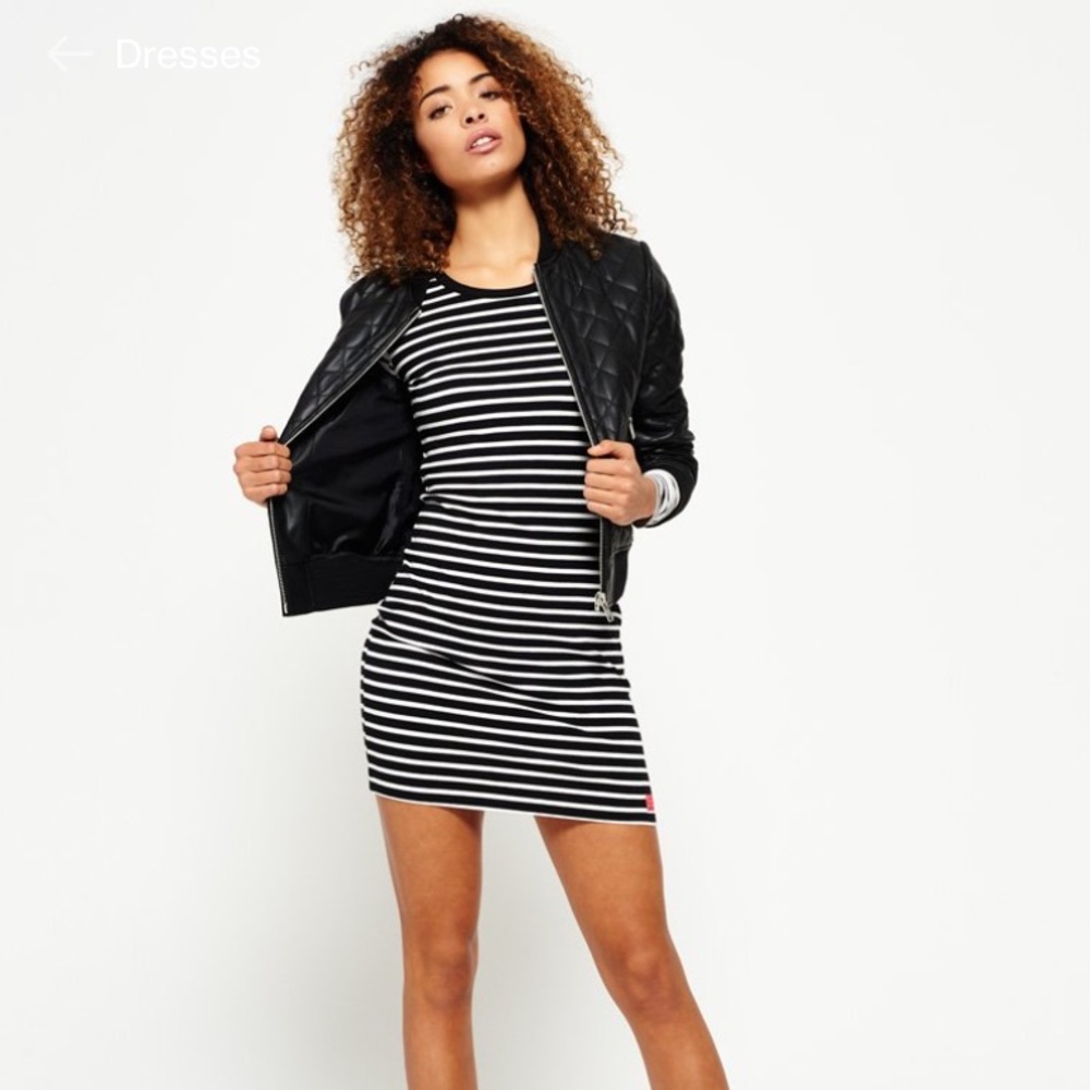 SUPERDRY long sleeve striped mini dress - Picture 2 of 9